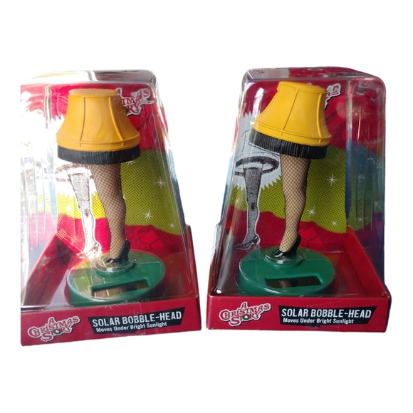 Ruz Other - 2 Bobble-heads A Christmas Story Leg Lamps Solar Bobbleheads Bobblers Solar